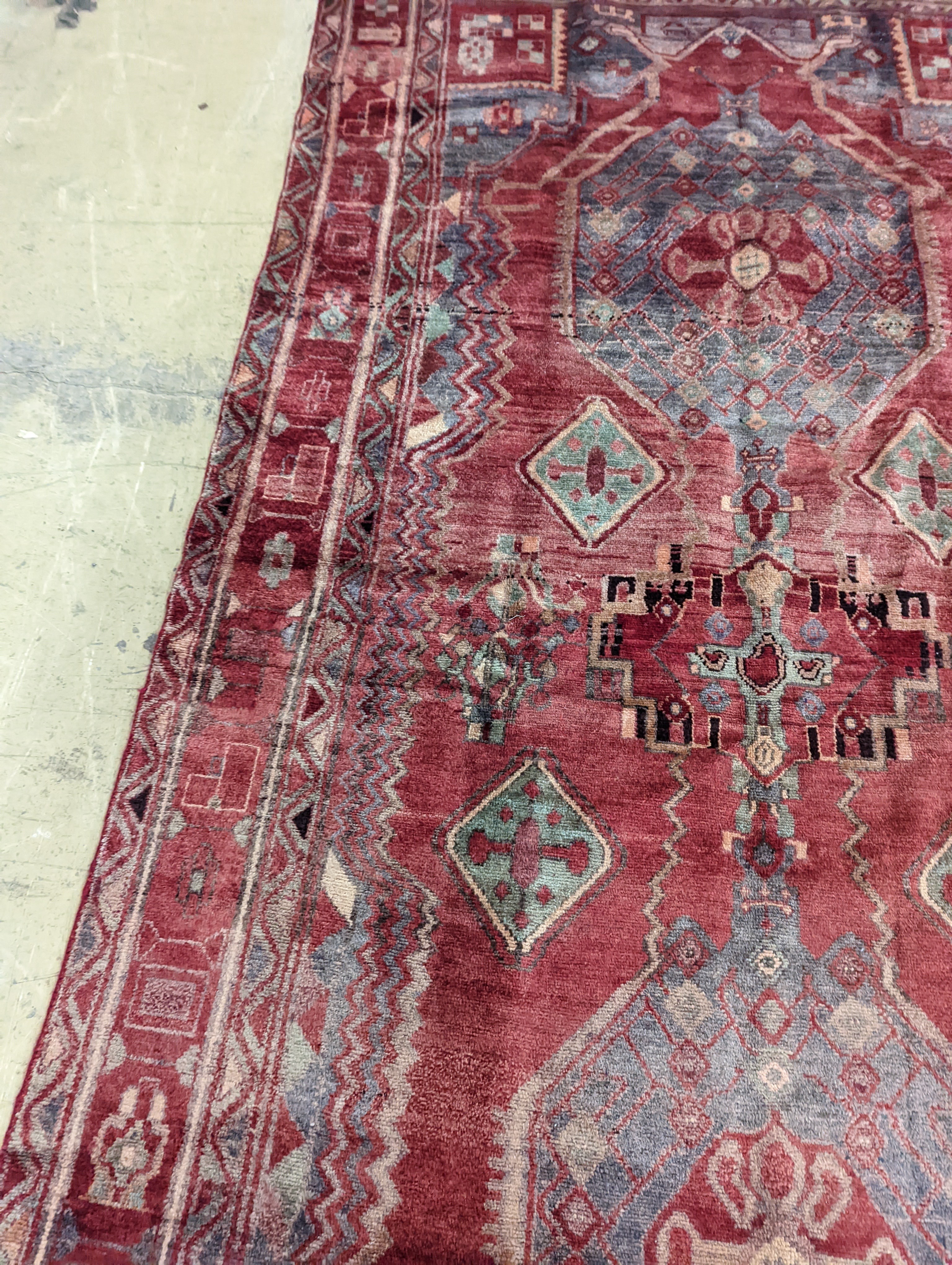 An Ardabil red ground carpet, 322 x 157cm